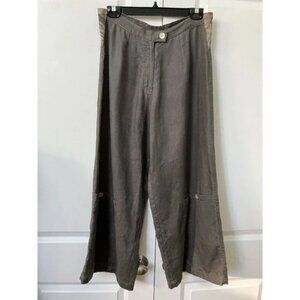 Dorothee Imhoff 100% Linen Gray Wide Leg Lagenlook Pants Neutral Boho 30